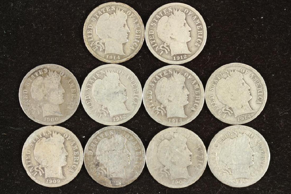 10 ASSORTED BARBER DIMES (1 of 2)