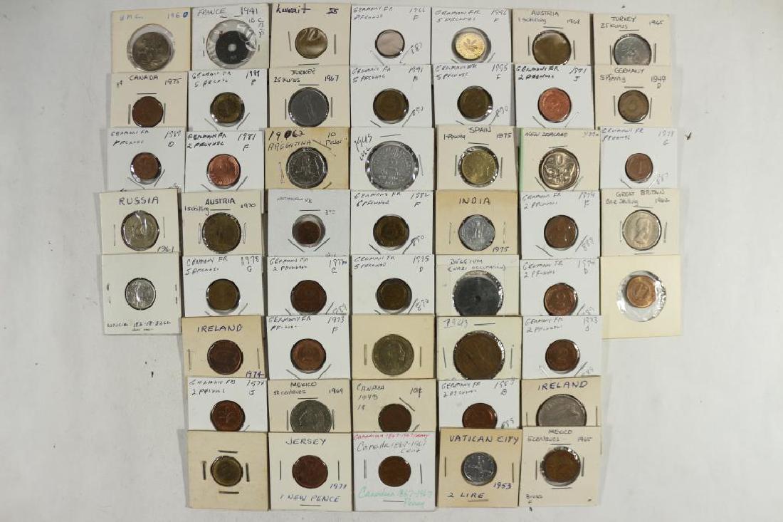 50 ASSORTED FOREIGN COINS OLD DEALER STOCK (1 of 1)
