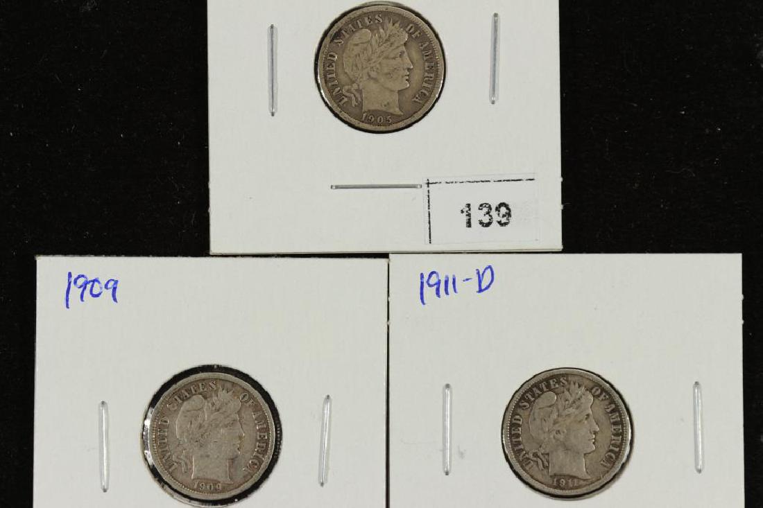 1905,09 & 11-D BARBER DIMES ALL (FINE): You must call us at 1-763-862-8302 or email us at bidalotauction@aol.com with your credit card number directly. Thanks.