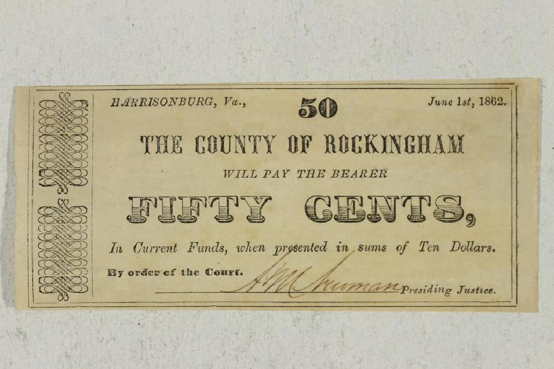 1862 COUNTY OF ROCKINGHAM 50 CENT OBSOLETE BANK (1 of 2)