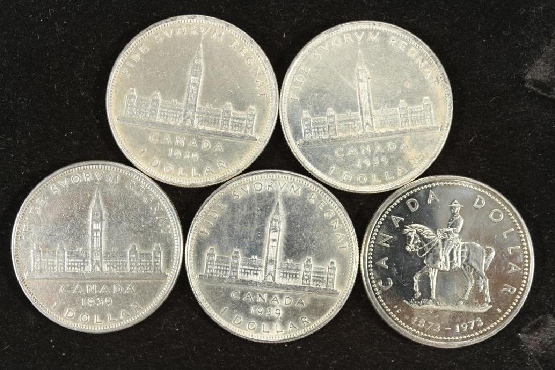 4-1939 & 1-1973 CANADA SILVER DOLLARS (1 of 2)