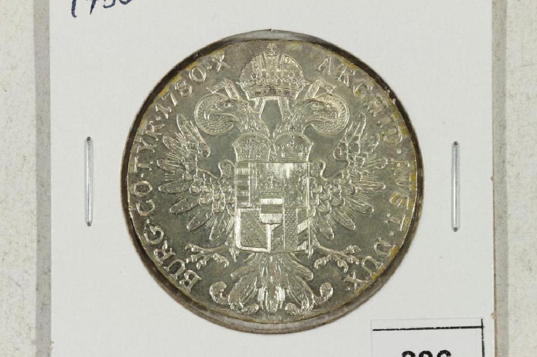1780 AUSTRIA MARIA THERESIA THALER (SILVER) UNC: FRONT HAS MARK ACROSS IT