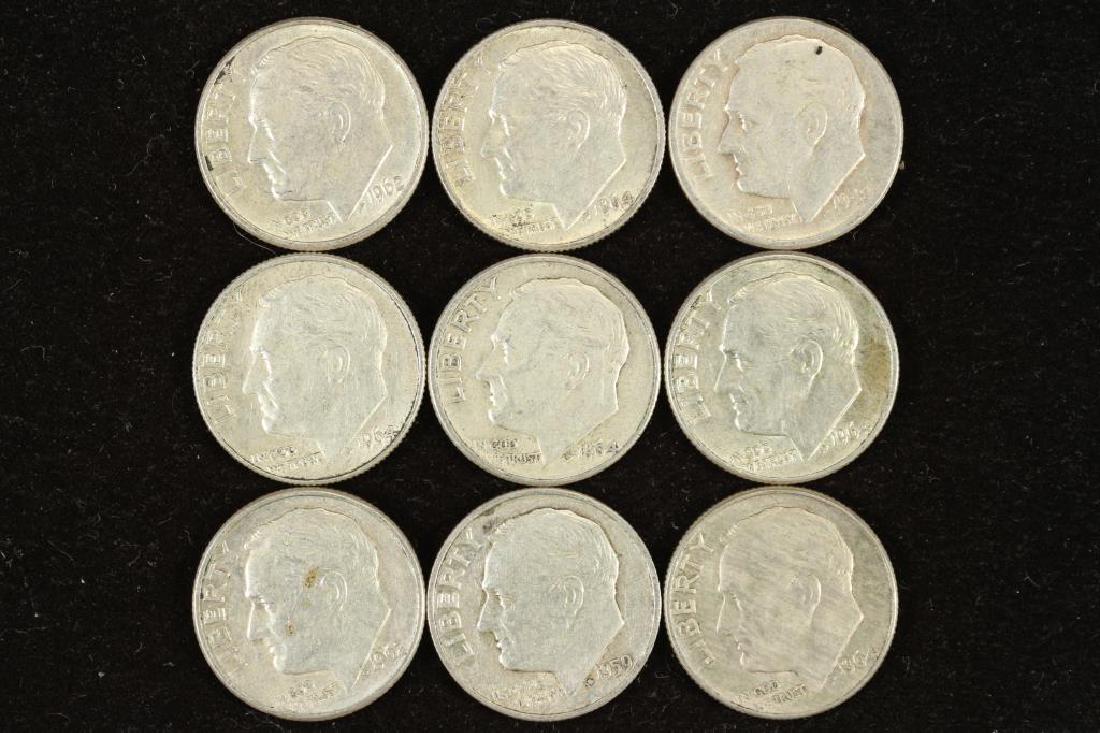 9 ASSORTED SILVER ROOSEVELT DIMES (1 of 2)