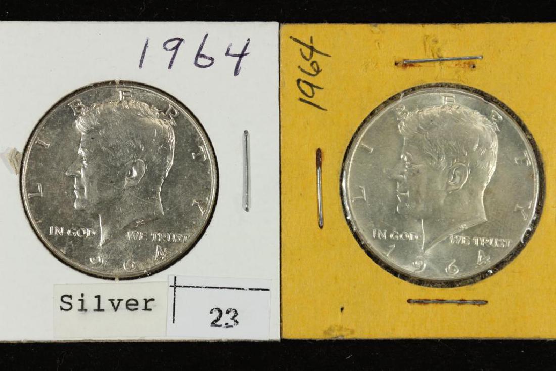 2-1964 90% KENNEDY HALF DOLLARS (1 of 2)