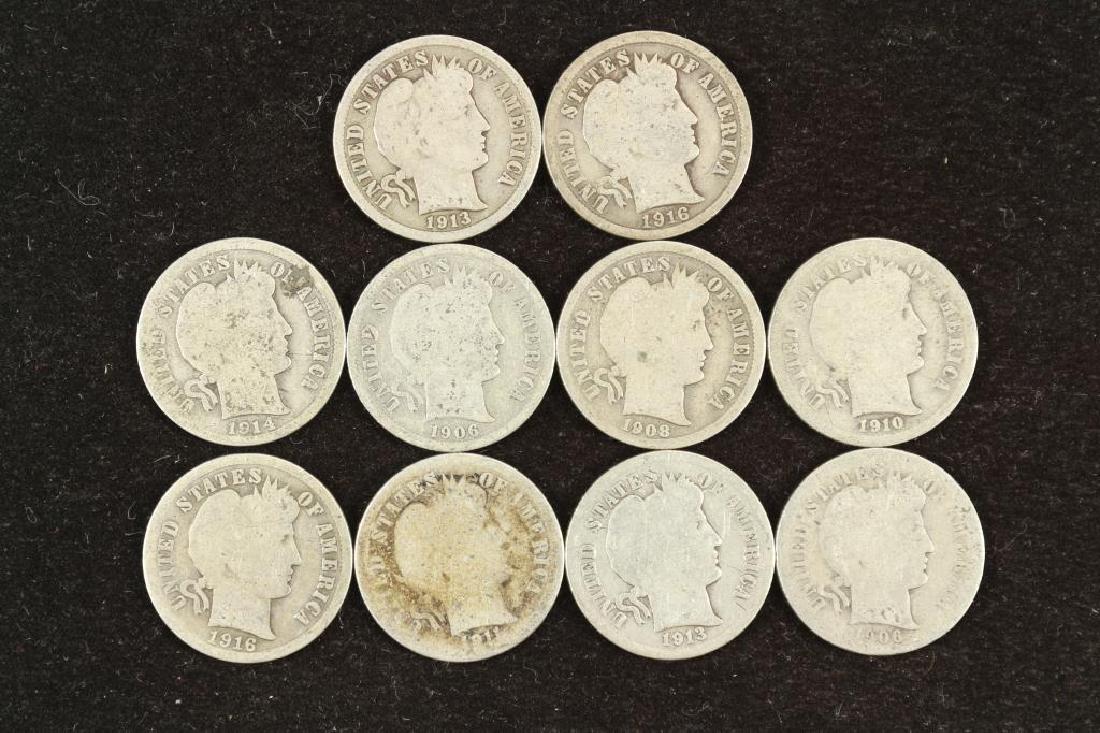 10 ASSORTED BARBER DIMES (1 of 2)