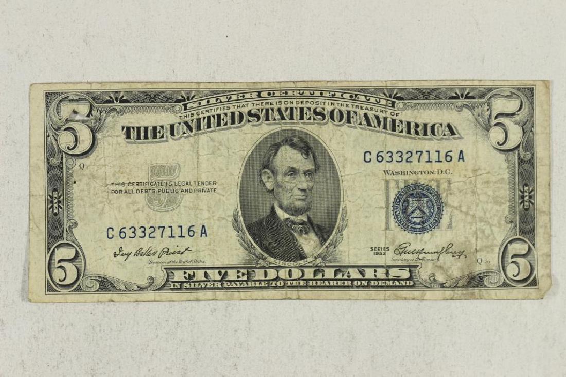 1953 $5 SILVER CERTIFICATE BLUE SEAL (1 of 2)