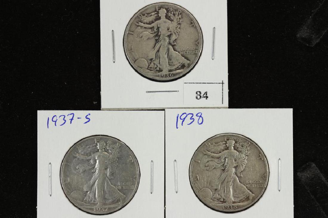 1936-S,37-S & 38 WALKING LIBERTY HALF DOLLARS (1 of 2)