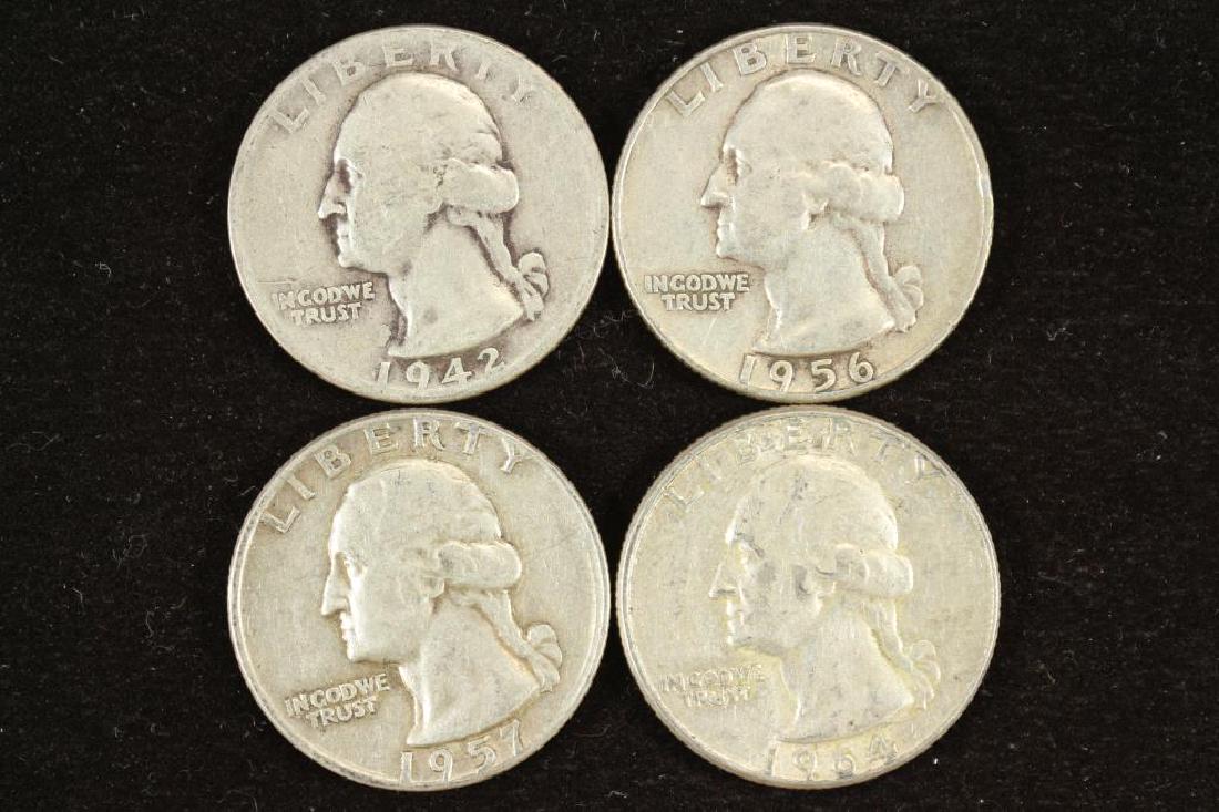 1942-D,56,57-D & 64 WASHINGTON SILVER QUARTERS (1 of 2)