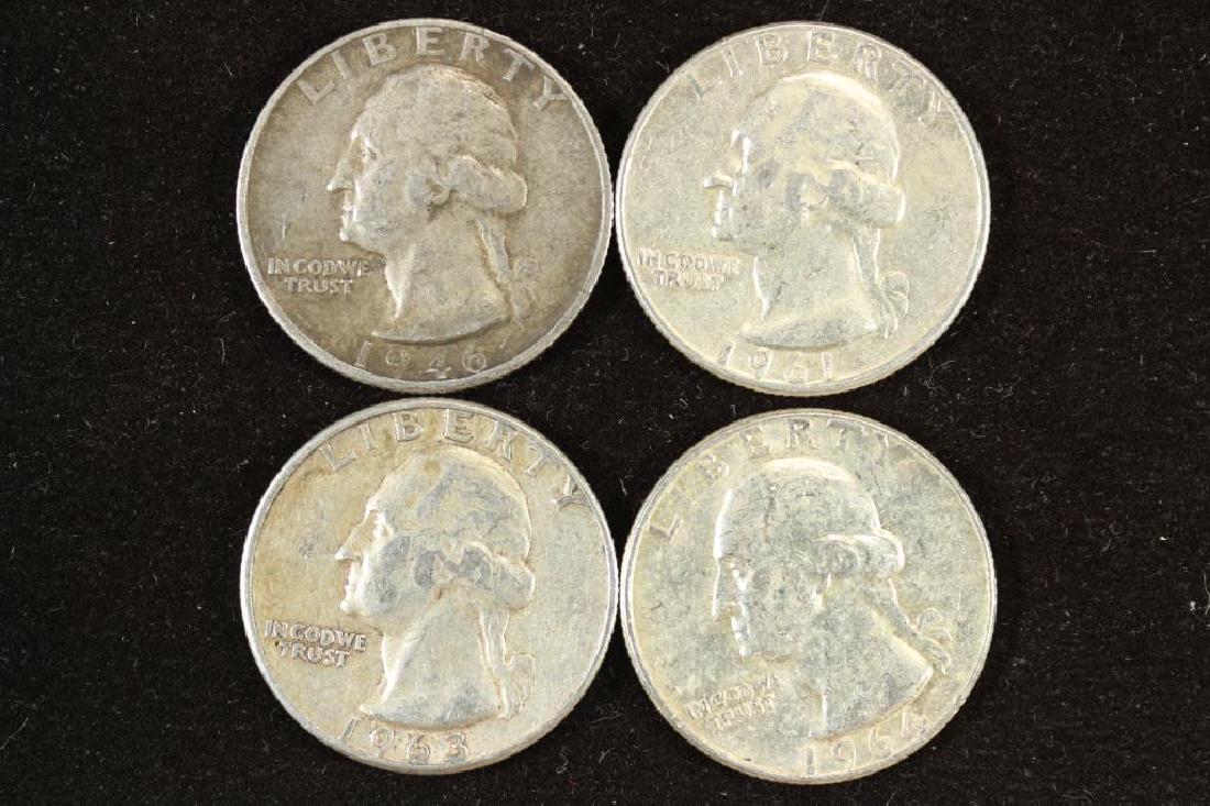 1946-D,61-D,63 & 64 WASHINGTON SILVER QUARTERS (1 of 2)