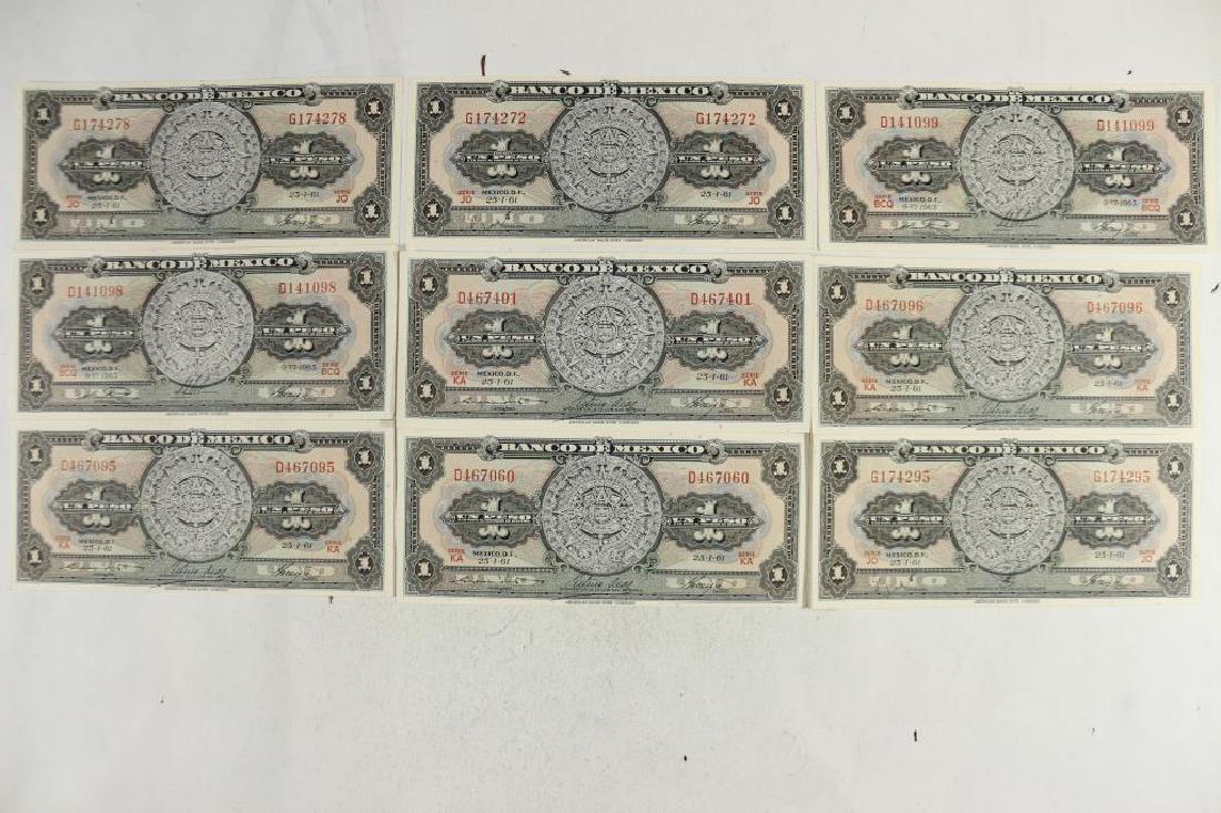 9-1961 BANK OF MEXICO 1 PESO NOTES CRISP UNC (1 of 2)