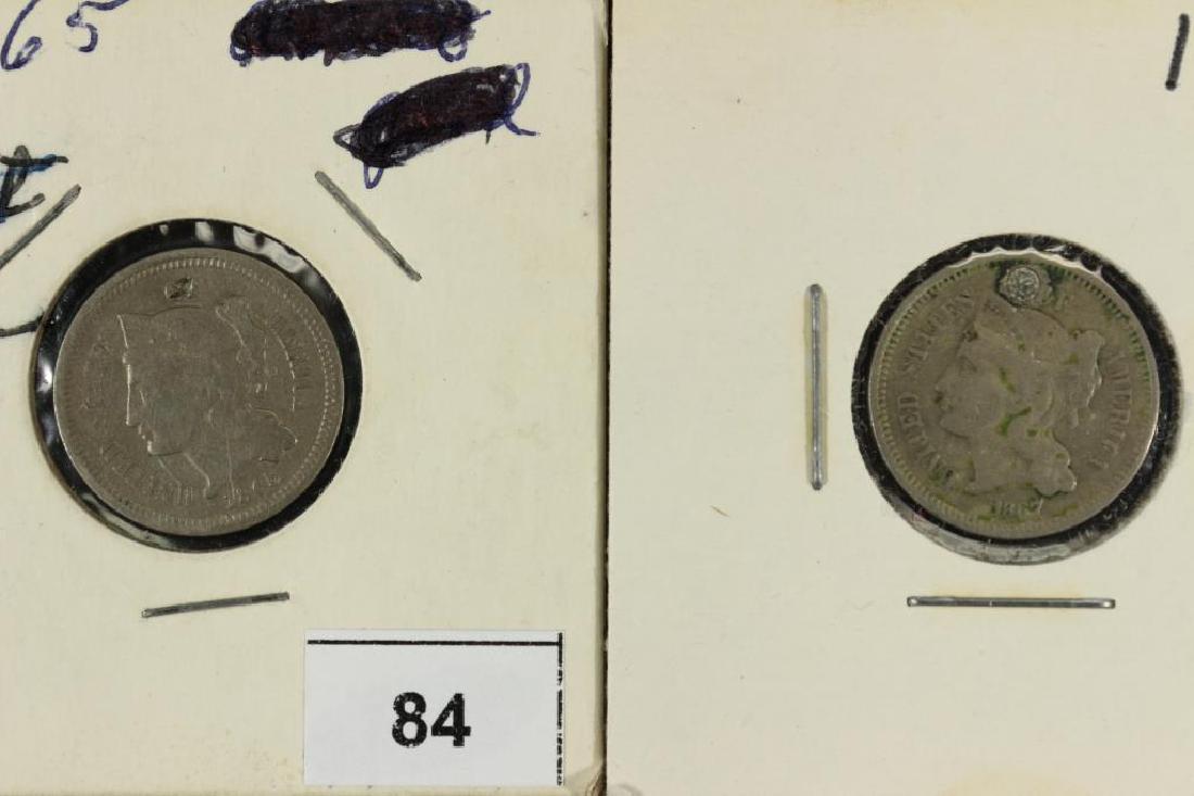 1865 & 1867 THREE CENT PIECE (NICKEL) BOTH WITH (1 of 2)