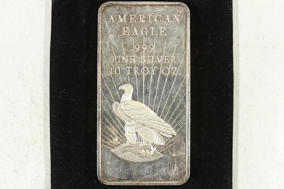 10 TROY OZ. .999 FINE SILVER BAR AMERICAN EAGLE (1 of 2)