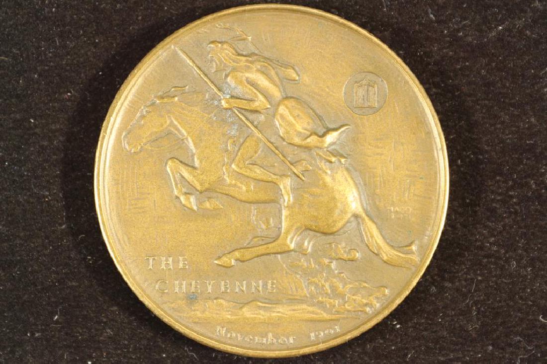 1 3/4" BRONZE MEDAL THE CHEYENNE BY FREDERIC: REMINGTON