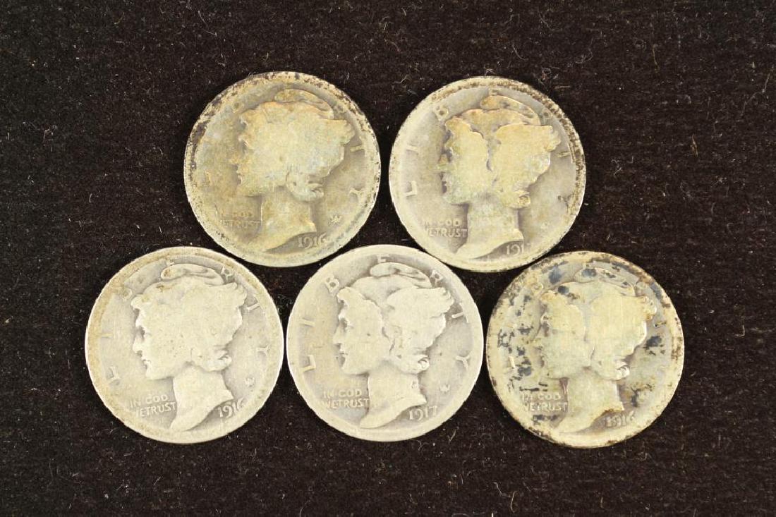 5 ASSORTED TEEN'S MERCURY DIMES (1 of 2)