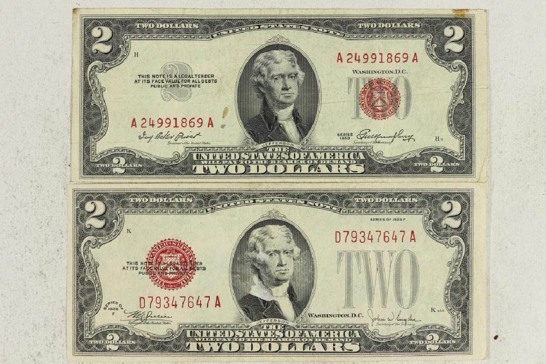 1928-F & 1953 $2 US NOTES RED SEALS (1 of 2)