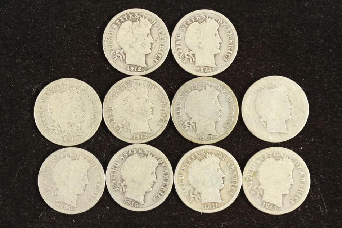 10 ASSORTED BARBER DIMES (1 of 2)