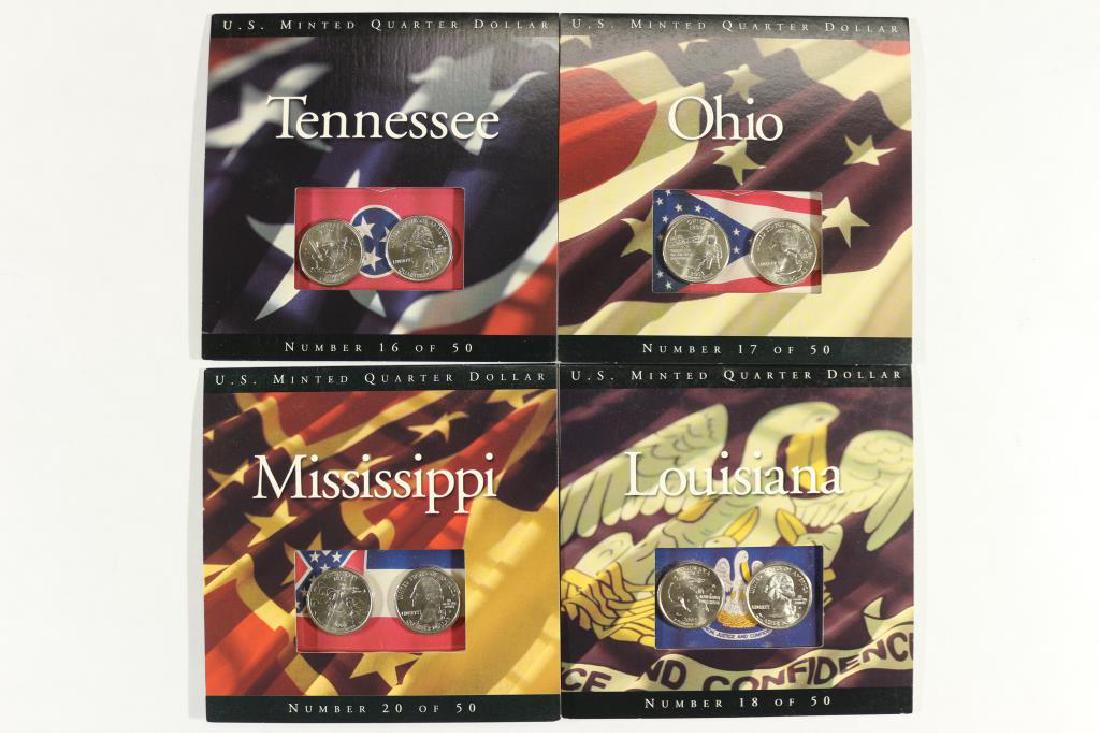 4-2002-P & D US MINT STATE QUARTER SETS UNC: LOUISIANA, MISSISSIPPI, OHIO AND TENNESSEE, ORIGINAL US MINT PACKAGING