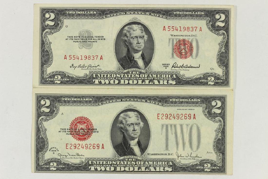 1928-G & 1953-A $2 US NOTES RED SEALS (1 of 2)