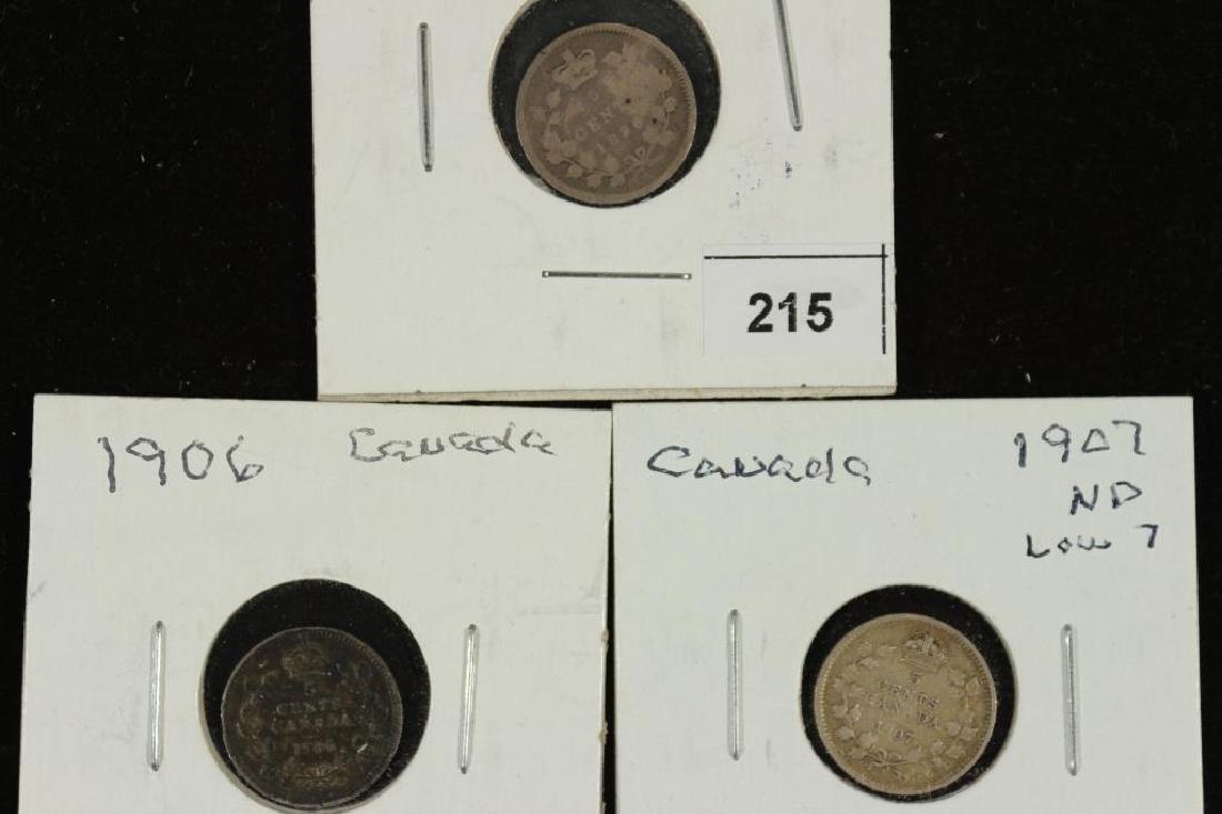 1896,1906 & 1907 CANADA SILVER 5 CENTS (1 of 2)