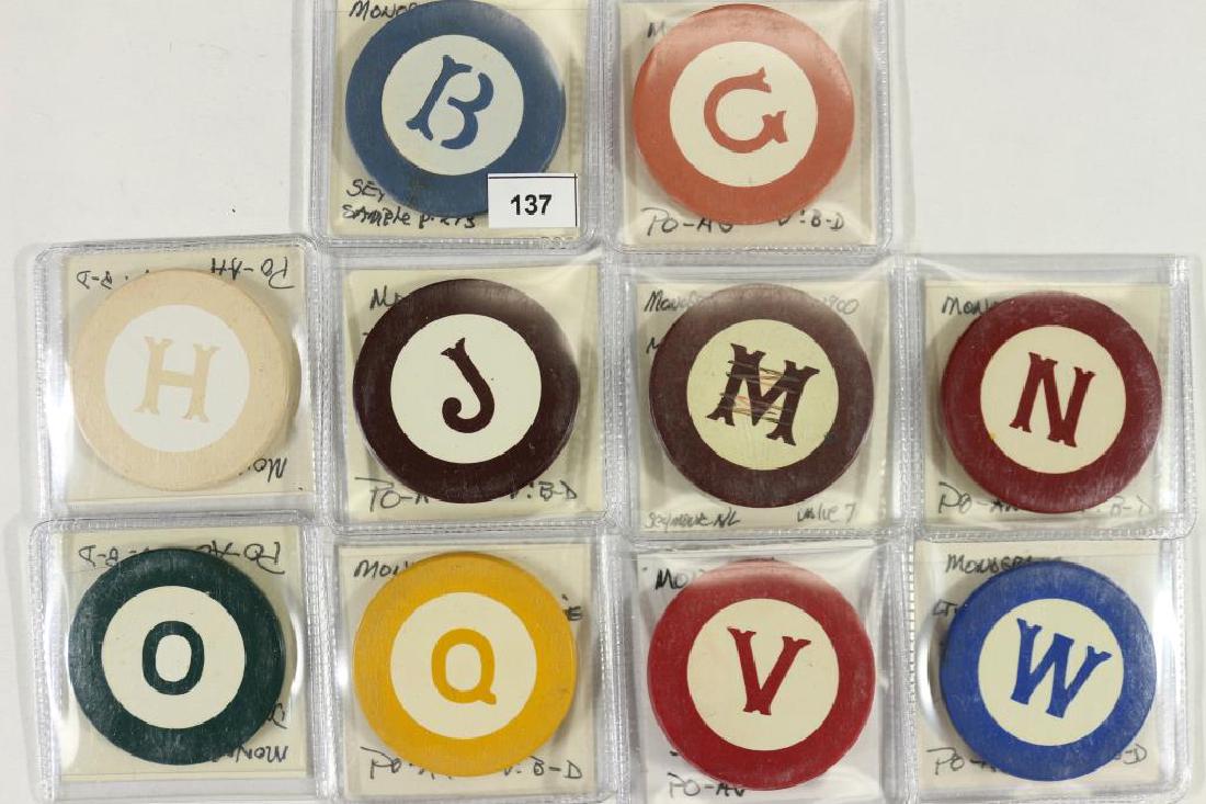 10 VINTAGE POKER CHIPS WITH LETTERS ON THEM (1 of 1)