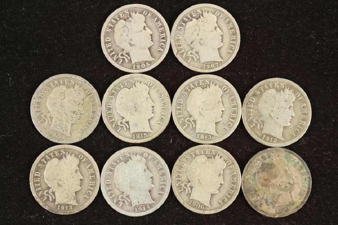 10 ASSORTED BARBER DIMES (1 of 2)