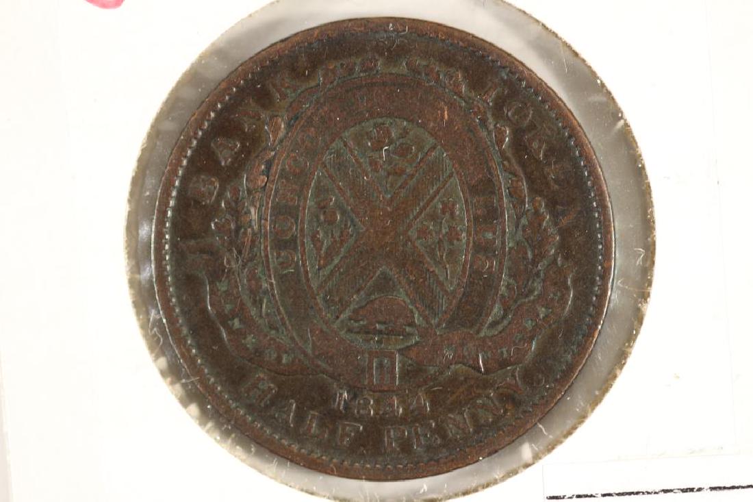 1844 BANK OF MONTREAL HALF PENNY BANK TOKEN (1 of 2)