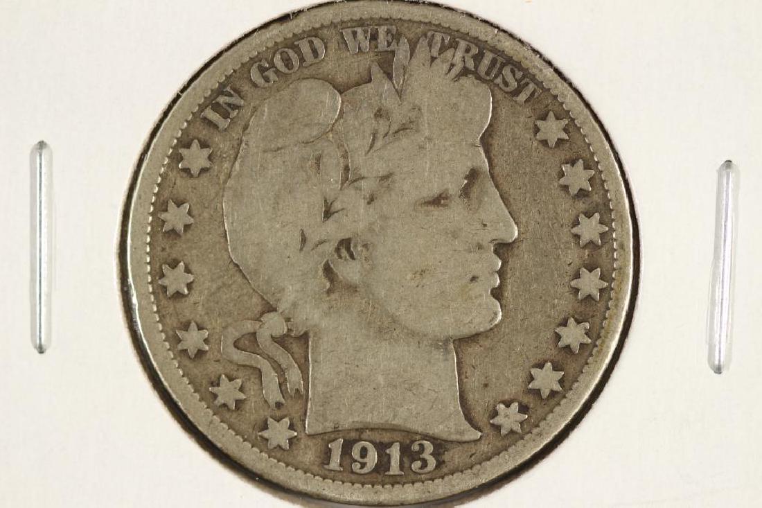 1913 BARBER HALF DOLLAR VERY GOOD KEY DATE (1 of 2)