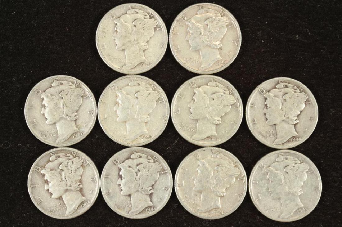 10 ASSORTED 1940'S MERCURY DIMES (1 of 2)