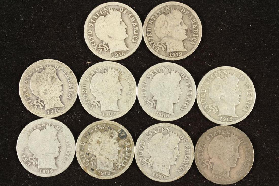 10 ASSORTED BARBER DIMES (1 of 2)