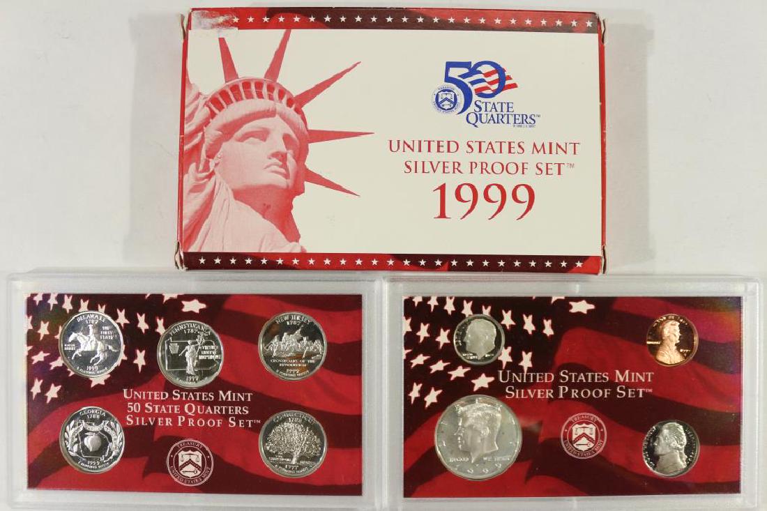 1999 US SILVER PROOF SET (WITH BOX) USED TO SELL (1 of 2)