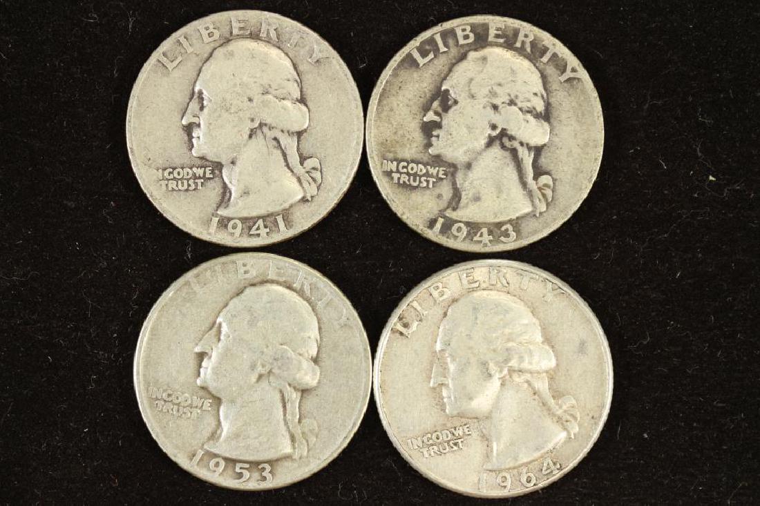 1941,43,53-S & 64 WASHINGTON SILVER QUARTERS (1 of 2)