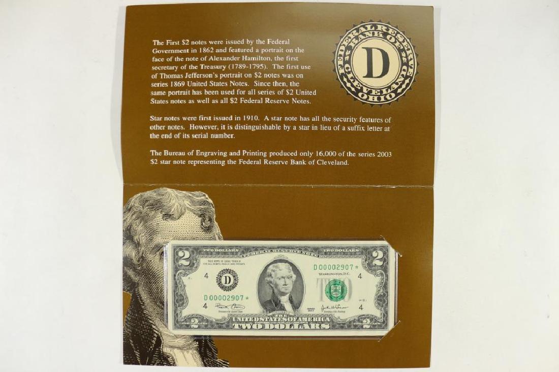 LOW SERIAL NUMBER SERIES 2003 $2 STAR NOTE (1 of 3)