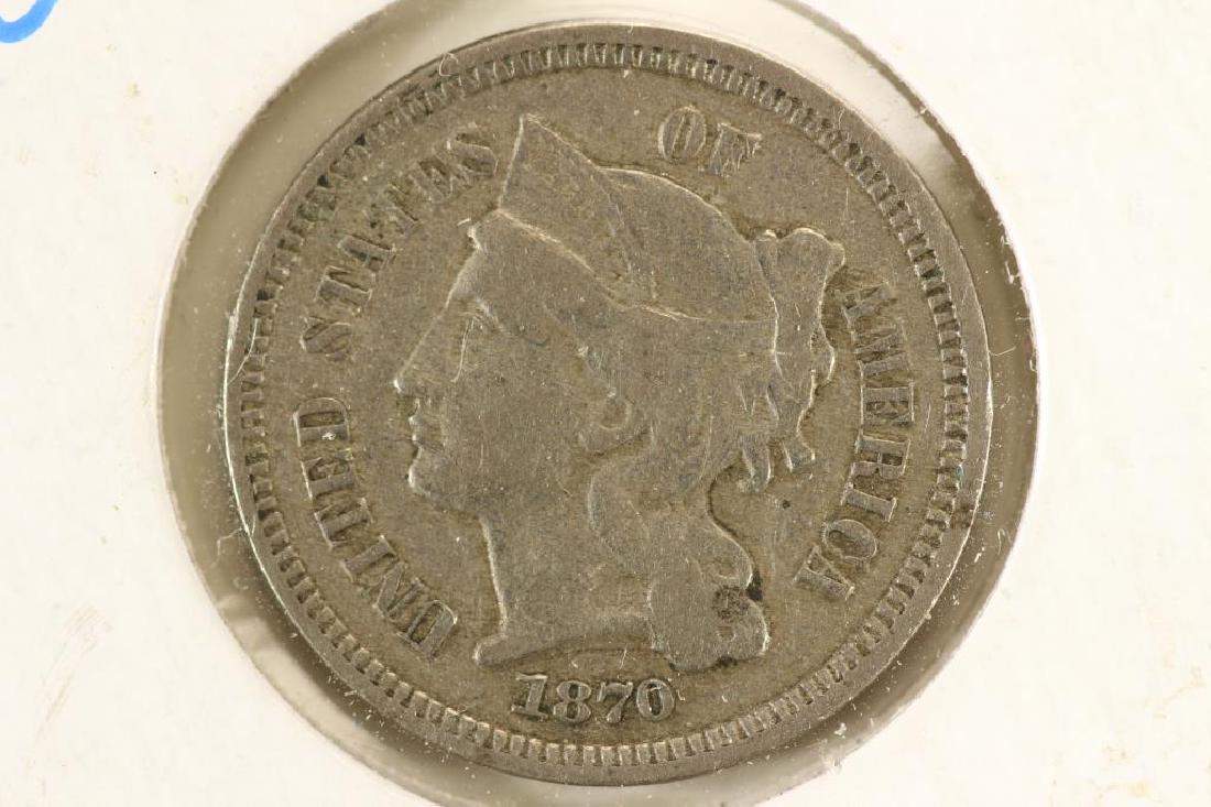 1870 THREE CENT PIECE (NICKEL) VERY GOOD+ (1 of 2)