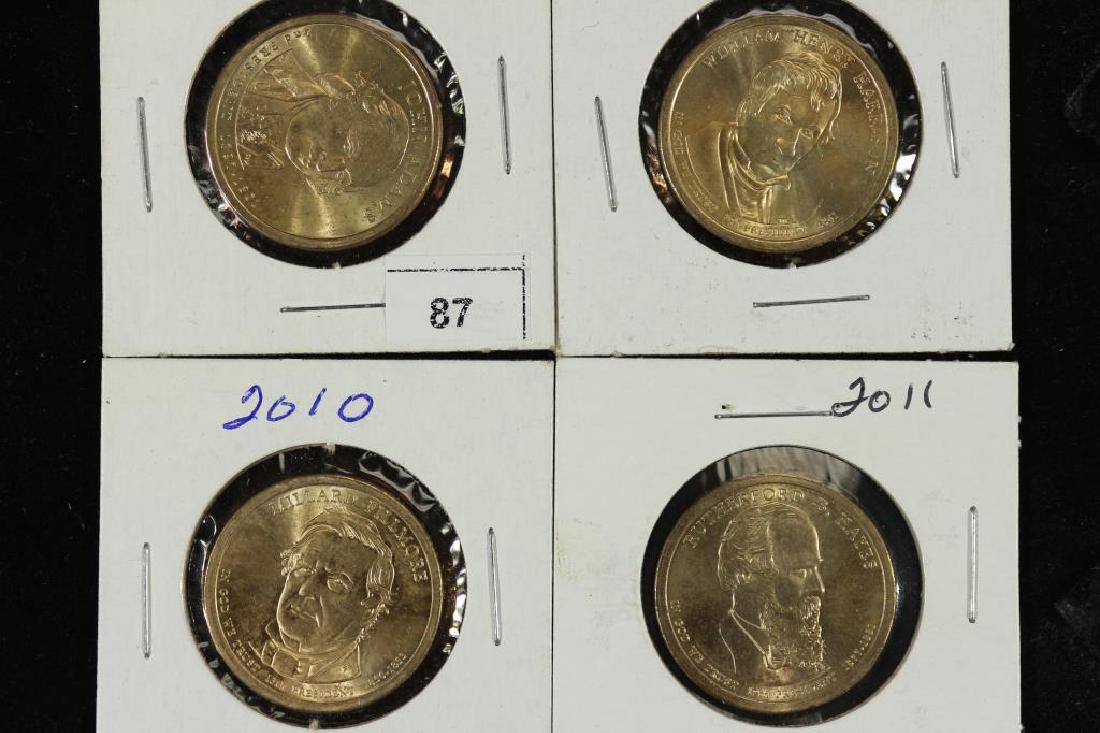 4 UNC PRESIDENTIAL DOLLARS 2007 JOHN ADAMS,: 2009 WILLIAM HARRISON, 2010 MILLARD FILLMORE AND 2011 RUTHERFORD HAYES