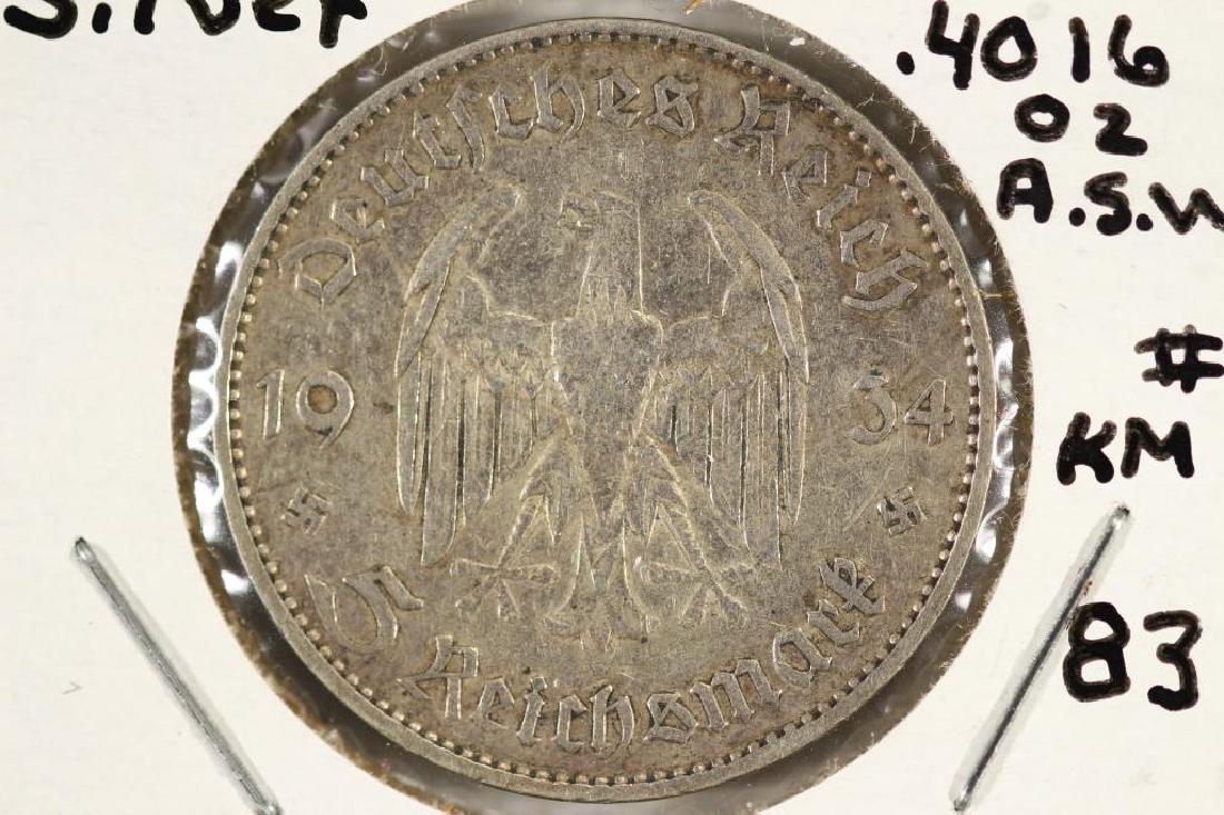 GERMAN 1934-F SILVER 5 MARK (1 of 2)