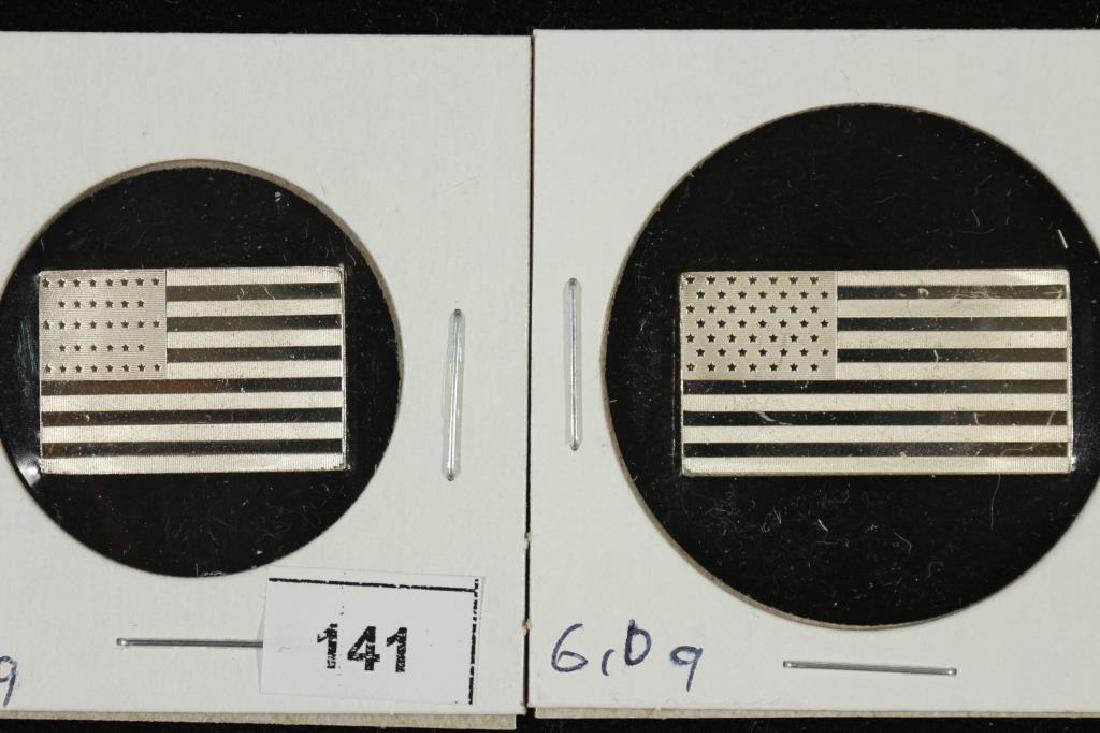 2 STERLING SILVER FLAG INGOTS 4.9 GRAM 18TH US (1 of 2)