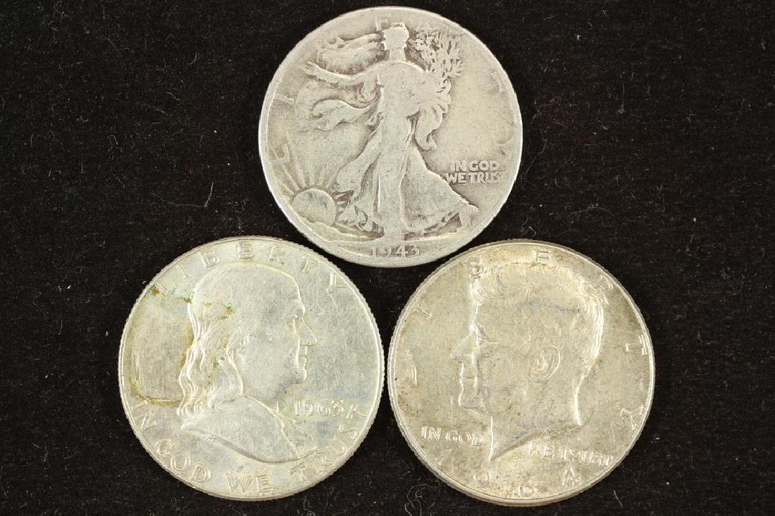 TRIO OF 90% SILVER HALVES 1943 WALKING LIBERTY, (1 of 2)