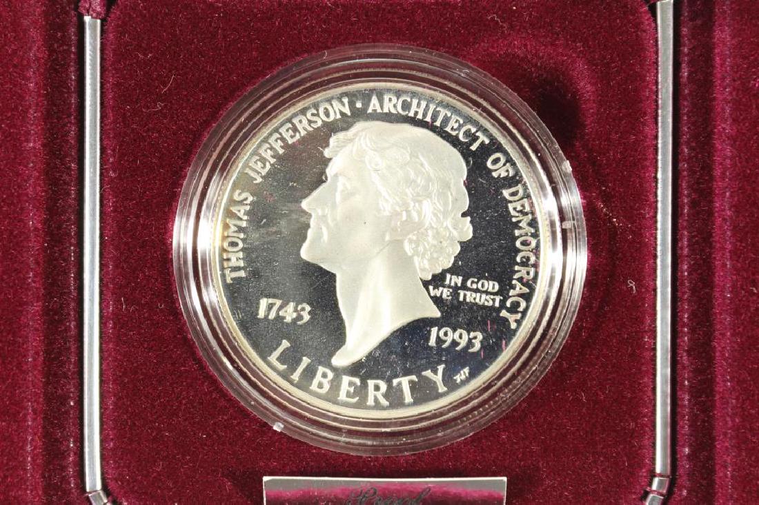 1995-S THOMAS JEFFERSON 250TH ANNIVERSARY PROOF: SILVER DOLLAR, ORIGINAL US MINT PACKAGING