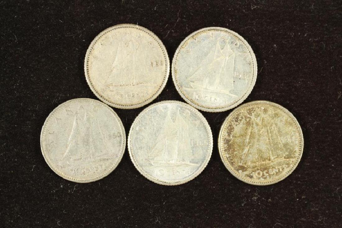 5 ASSORTED CANADA SILVER 10 CENTS (1 of 2)