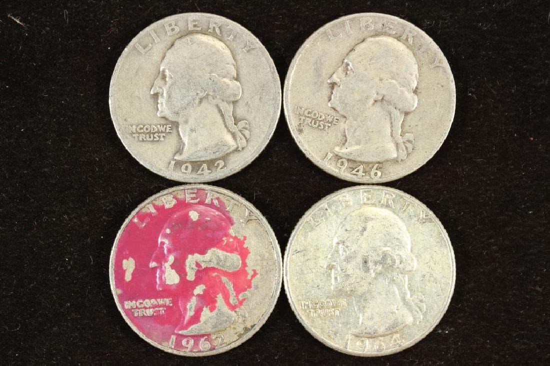 1942-D,46,62-D & 64 WASHINGTON SILVER QUARTERS (1 of 2)