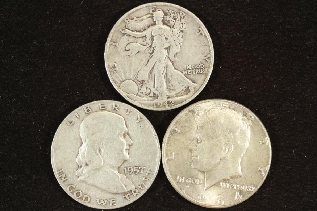 SILVER HALF DOLLAR TRIO 1942-S WALKING LIBERTY (1 of 2)