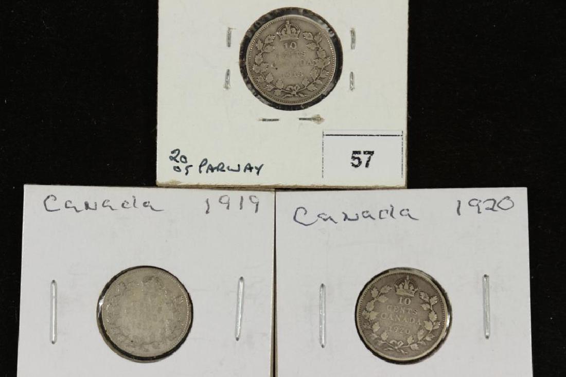 1918,19 & 1920 CANADA SILVER 10 CENTS (1 of 2)