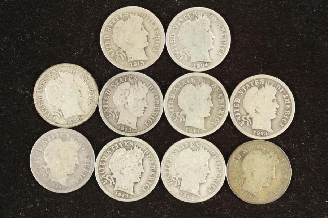 10 ASSORTED BARBER DIMES (1 of 2)