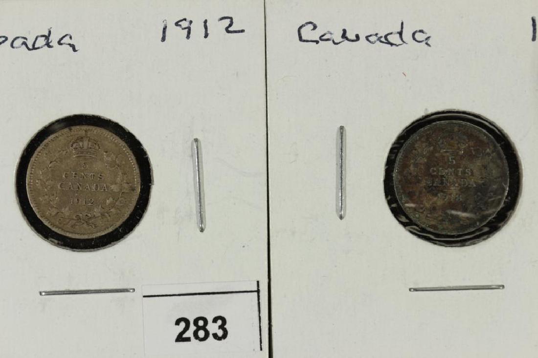 1912 & 1918 CANADA SILVER 5 CENTS (1 of 2)