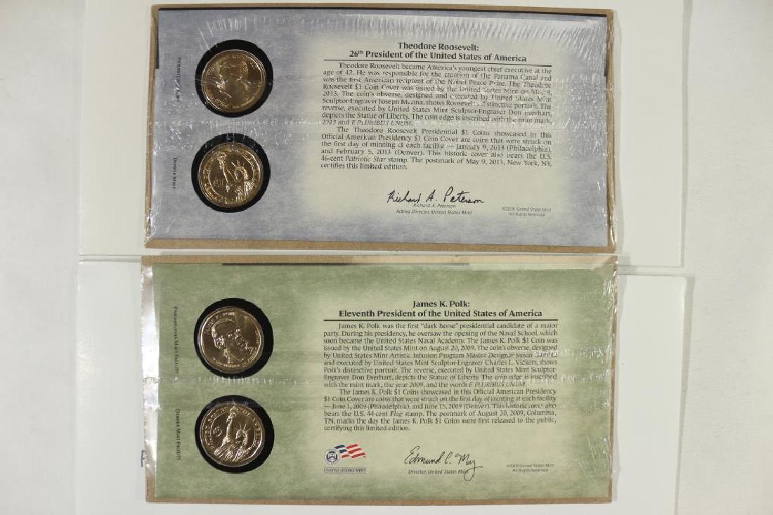 2009-P & D JAMES POLK & 2013 P & D THEODORE: ROOSEVELT PRESIDENTIAL DOLLARS UNC, ORIGINAL US MINT PACKAGING