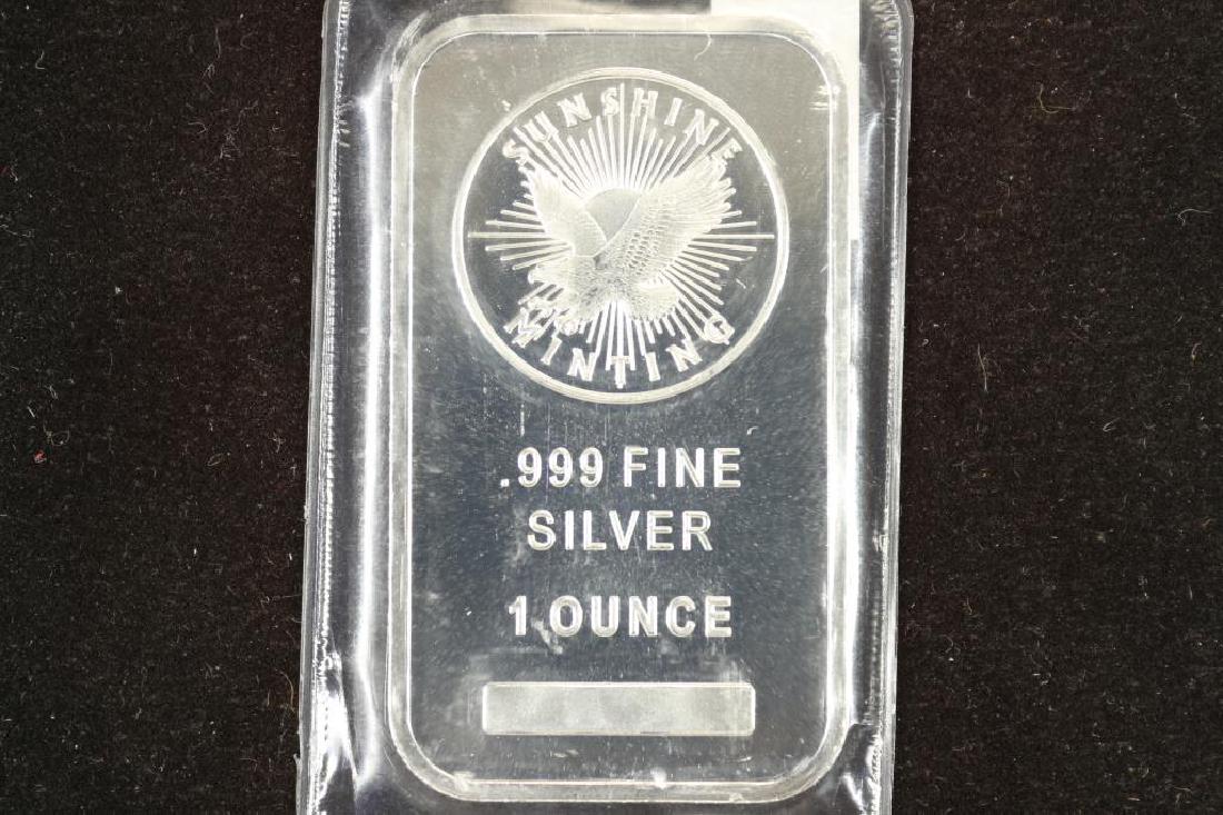 1 TROY OZ .999 FINE SILVER PROOF BAR SUNSHINE MINT (1 of 2)