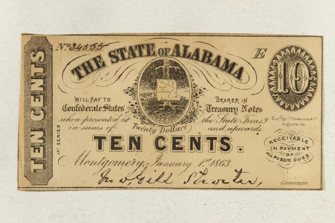 1863 STATE OF ALABAMA 10 CENT OBSOLETE BANK NOTE (1 of 2)