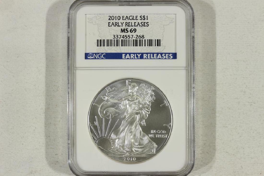 2010 AMERICAN SILVER EAGLE NGC MS69 EARLY RELEASES (1 of 2)