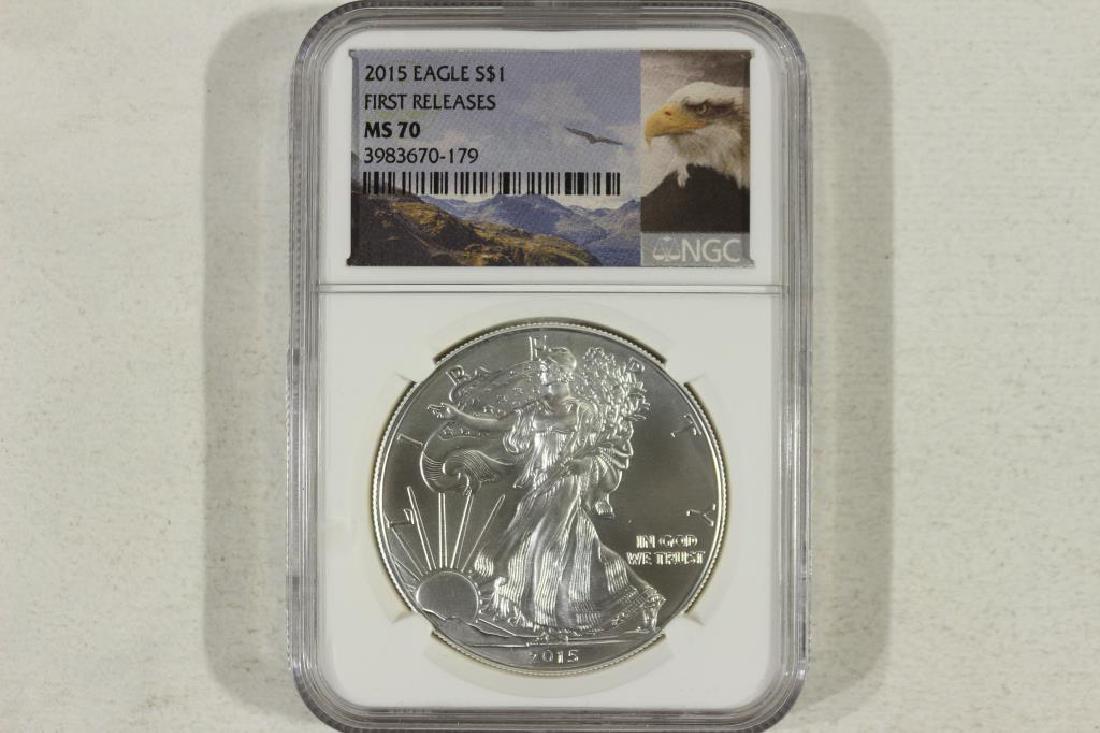 2015 AMERICAN SILVER EAGLE NGC MS70 1ST RELEASES (1 of 2)
