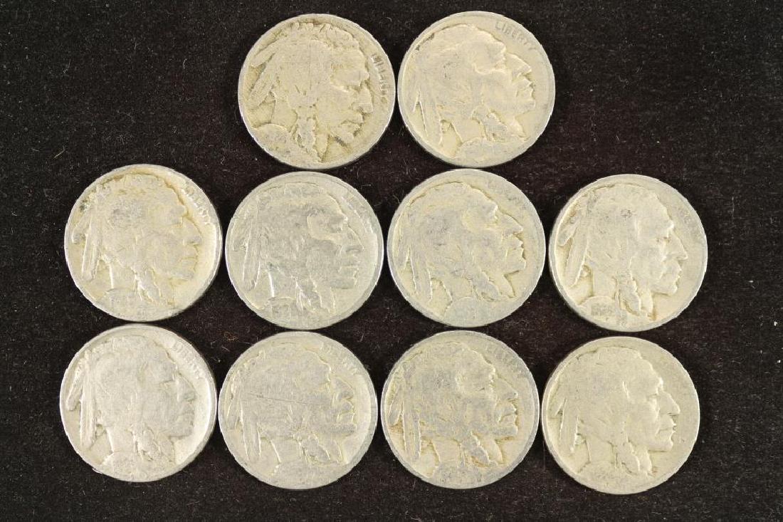 10 ASSORTED 1920'S BUFFALO NICKELS (1 of 2)